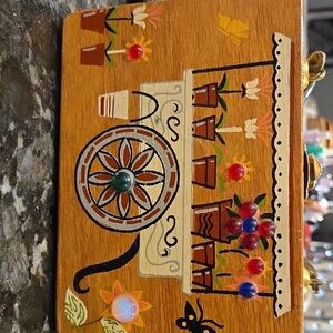 GARY GAIL DALLAS Hand-Painted Wooden Trinket Box with Floral Motif 4X6